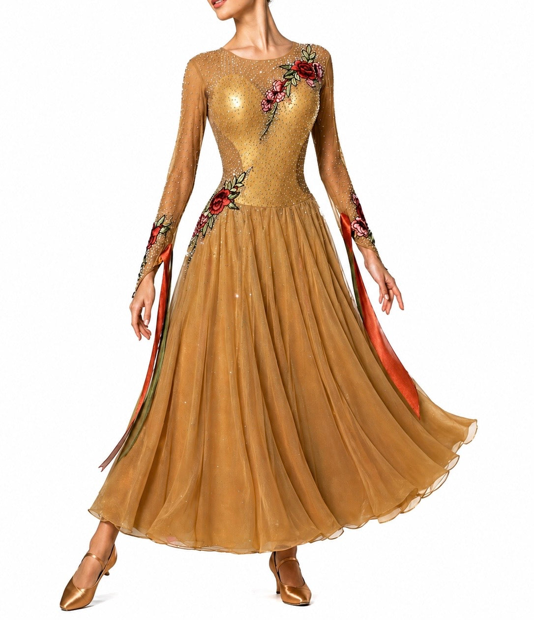 HD Ladies ballroom dress - Flesh/Gold