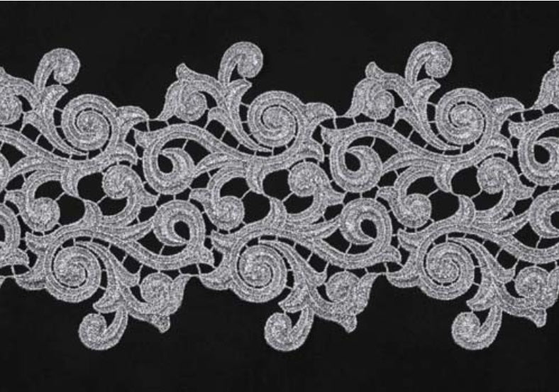 Krajkový pás Lolita ribbon silver, š. 18 cm , 100%PES