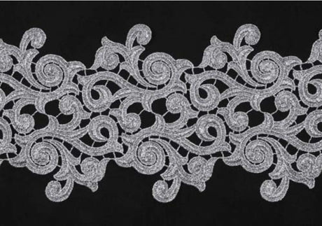 Krajkový pás Lolita ribbon silver, š. 18 cm , 100%PES
