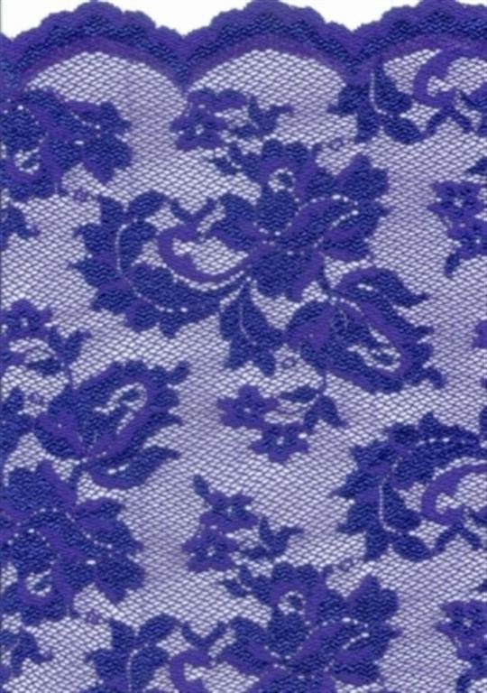 El. krajka Spanish Rose, Sapphire, š.  140cm, 85% PA, 15% EA