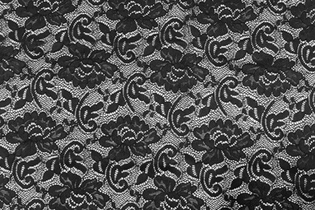 El. krajka Flower, Black, š. 165 cm,  95% PA, 5% LY