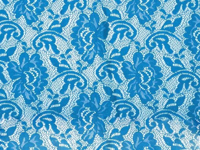 El. krajka Flower, Electric Blue, š.165 cm,  95% PA, 5% LY