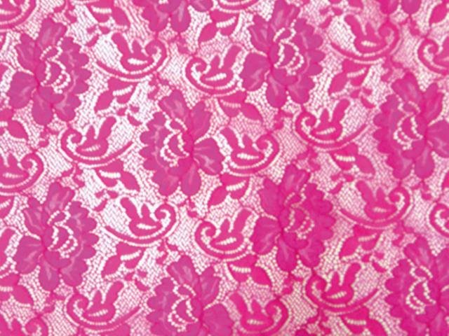 El. krajka Flower, Electric Pink, š.165 cm,  95% PA, 5% LY