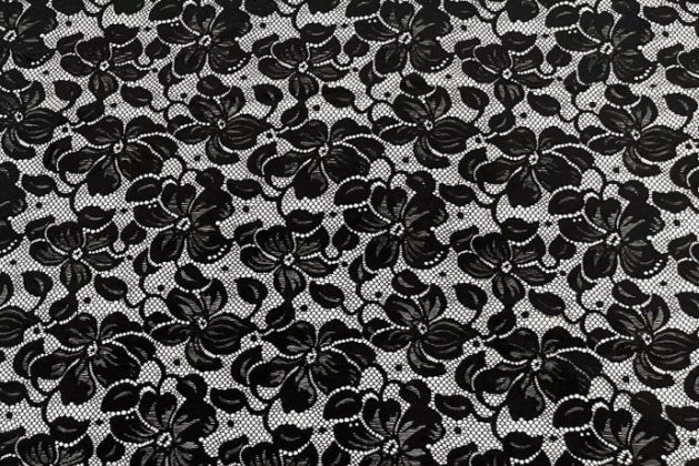 El. krajka Florentina, Black, š. 165 cm,  95% PA, 5% LY