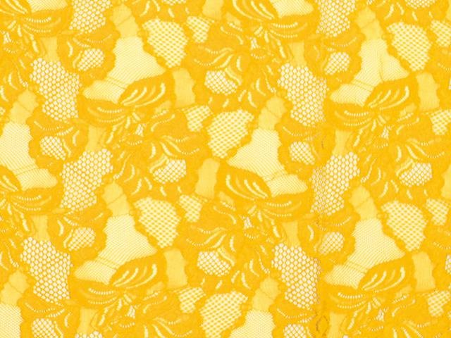 El. krajka Floral Cascade  Saffron , š.150 cm, 90%PAD , 10% LY
