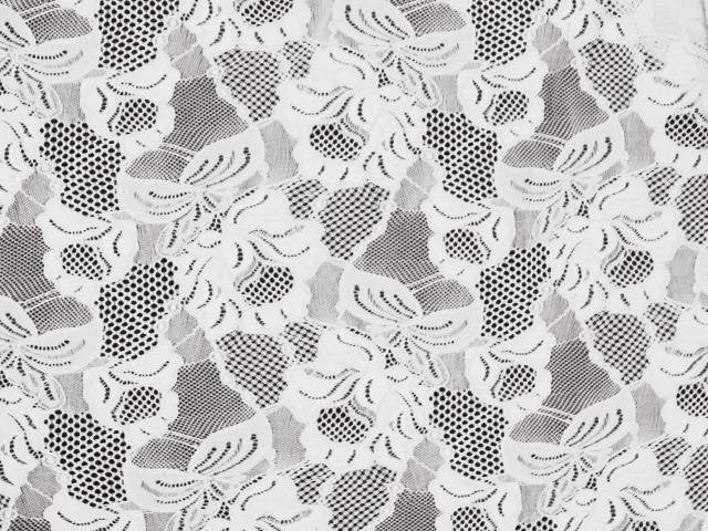 El. krajka Floral Cascade,White , š.150 cm, 90%PAD , 10% LY