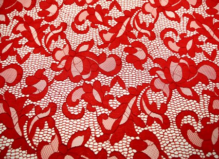 El. krajka Geometric, Red, š. 150cm, 90% PA, 10% SPA