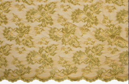 El. krajka Spanish Rose, Metallic Gold, š. 140cm, 80% PA, 20% EA