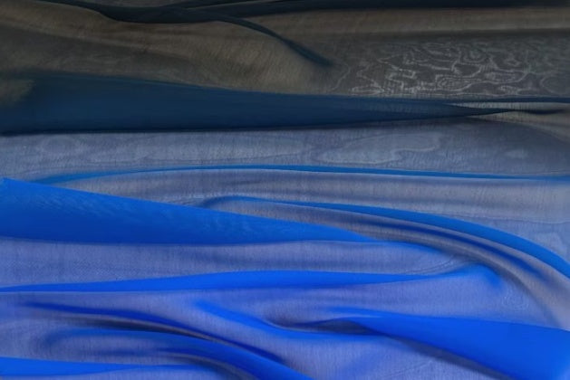 Georgette Black - Cobalt, š. 110cm, 100%PES