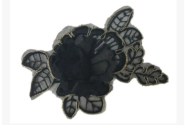 3D ROSE MOTIF - krajková aplikace 100% Polyester