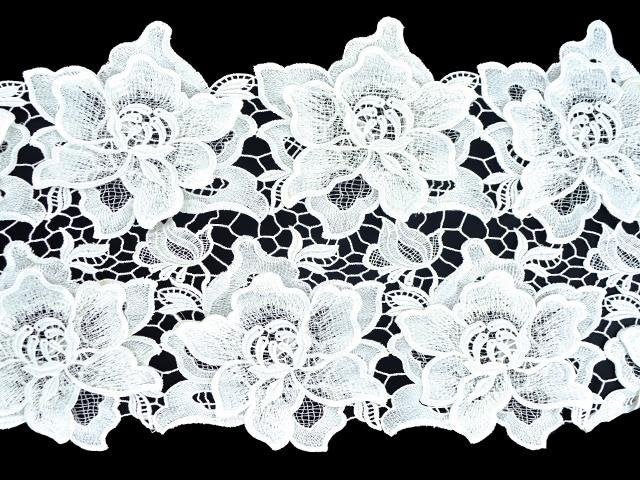 Krajkový pás Rose crochet ribbon  ,White , šířka 35 cm, 85%VI , 15%CO