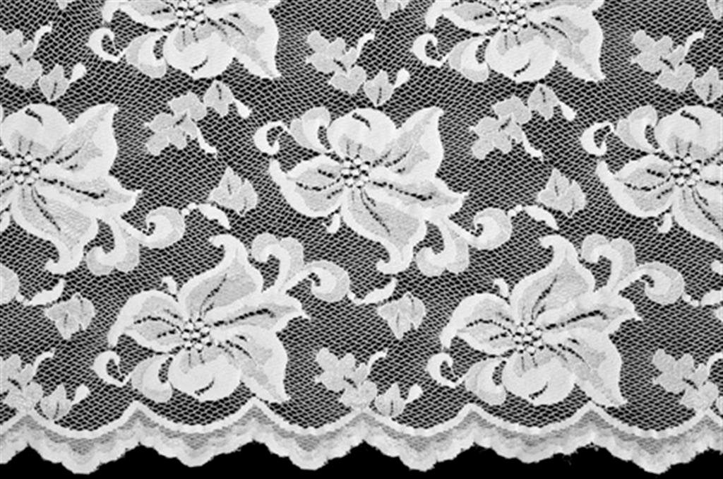El. krajka Lily, White, š. 140cm, 85% PA, 15% EA