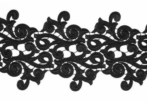 Krajkový pás Lolita , Black, š. 18cm, 100%PES