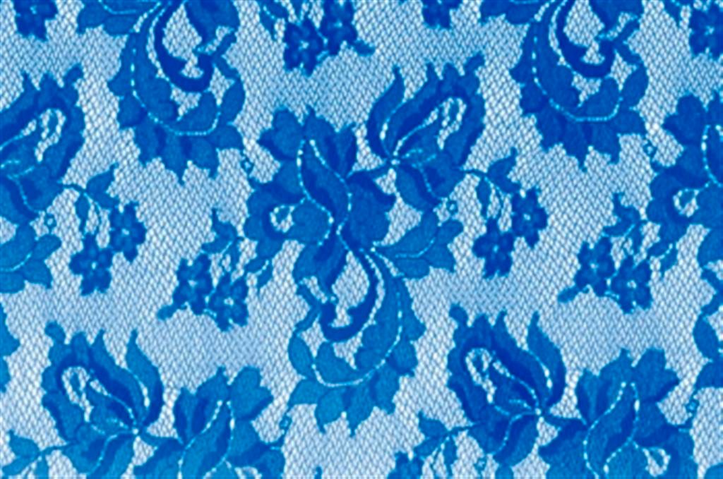 El. krajka Spanish Rose, Ocean Blue, š. 140cm,80% PA, 20% EA