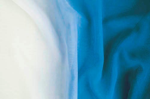 Georgette, White - Turquoise, š.110cm,100%PES