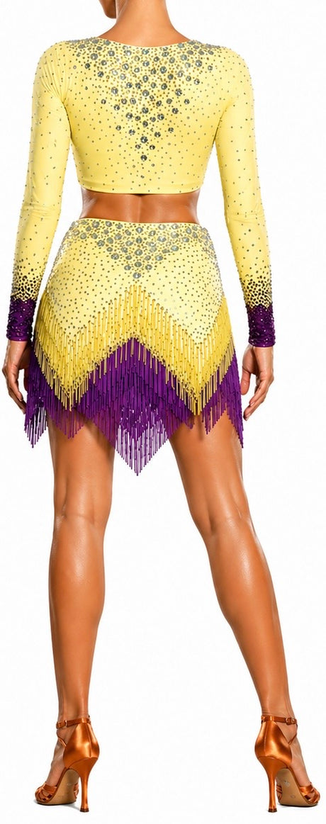 HD Ladies latin dress - Light Yellow