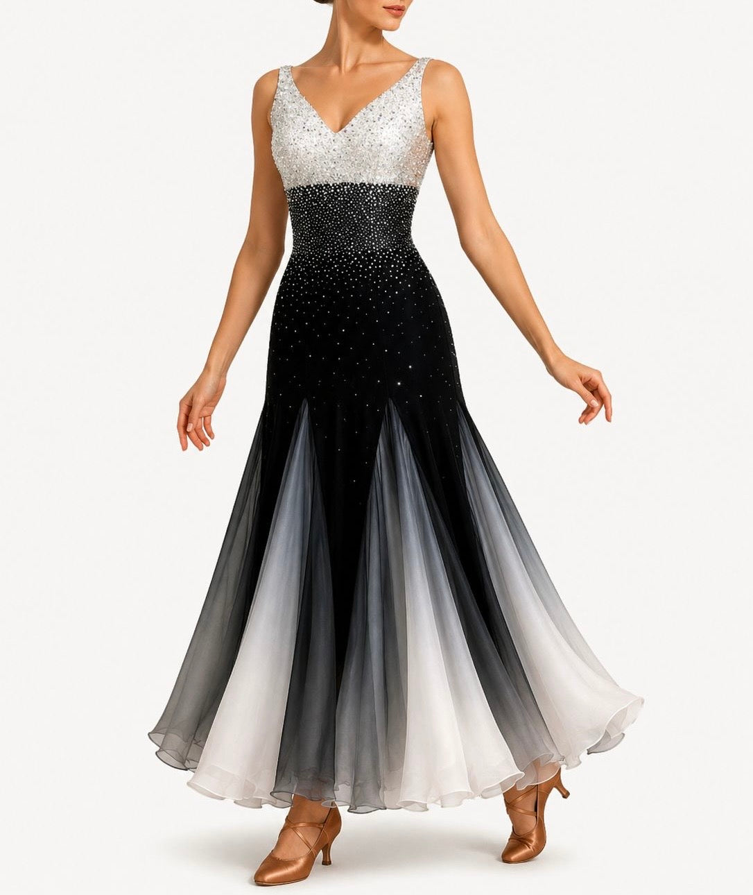 HD Ladies ballroom dress sponsored couples, White/Black