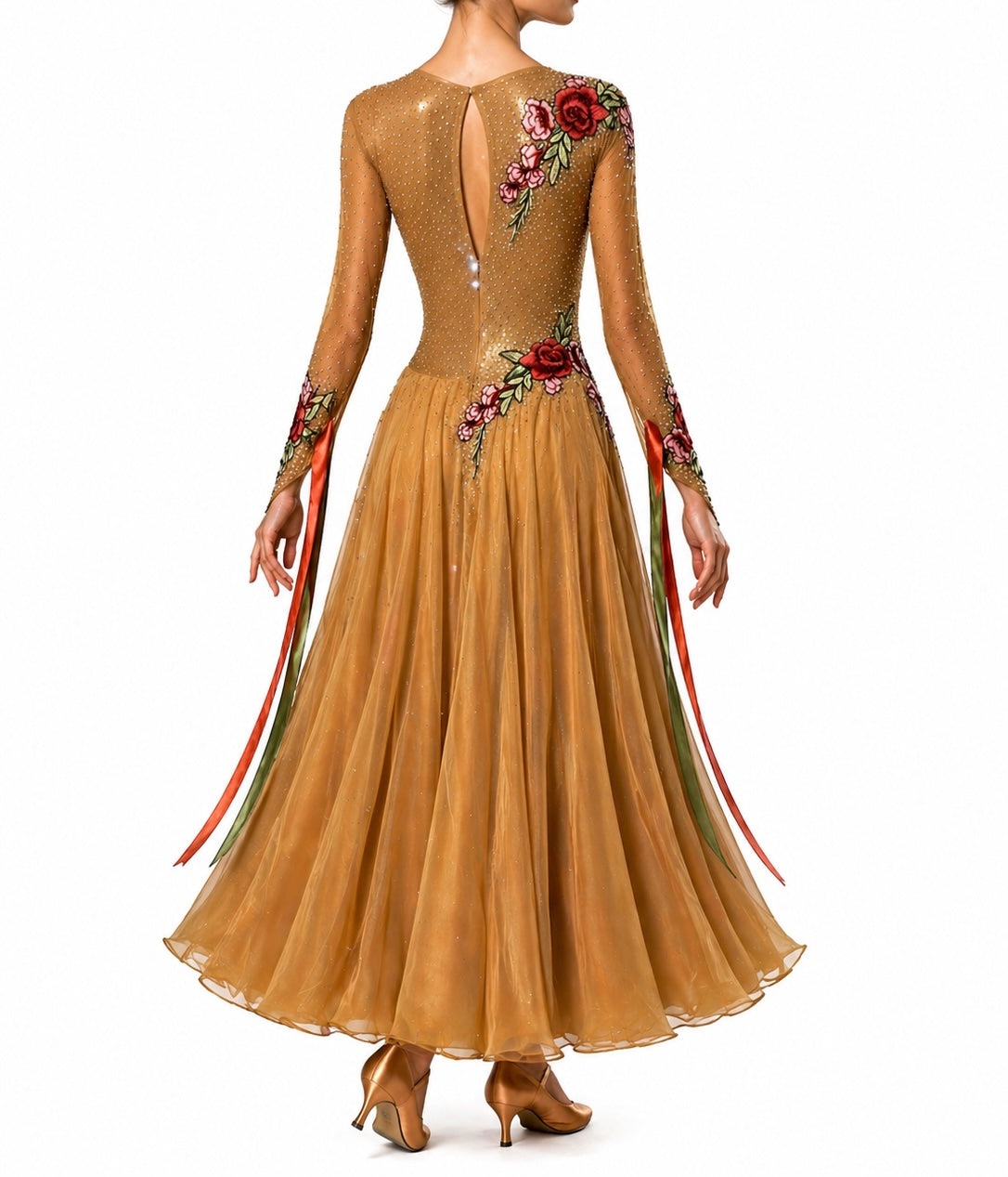 HD Ladies ballroom dress - Flesh/Gold
