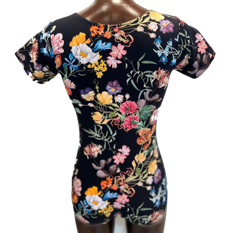 HD Body flowers, výstřih V - krátký rukáv