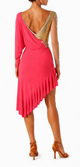 HD Ladies latin dress, Flame Red - Gold