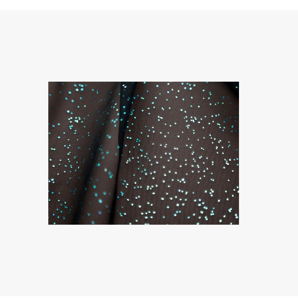 Georgette Starlight Aqua Hologram Black , š.112cm