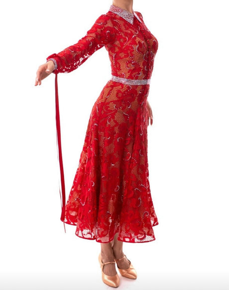 HD Ladies ballroom dress sponsored couples, Red Lace