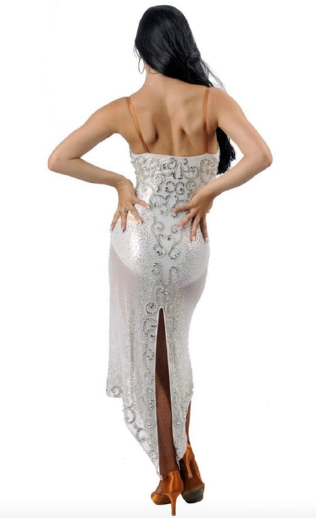HD Ladies latin dress sponsored couples White-Silver