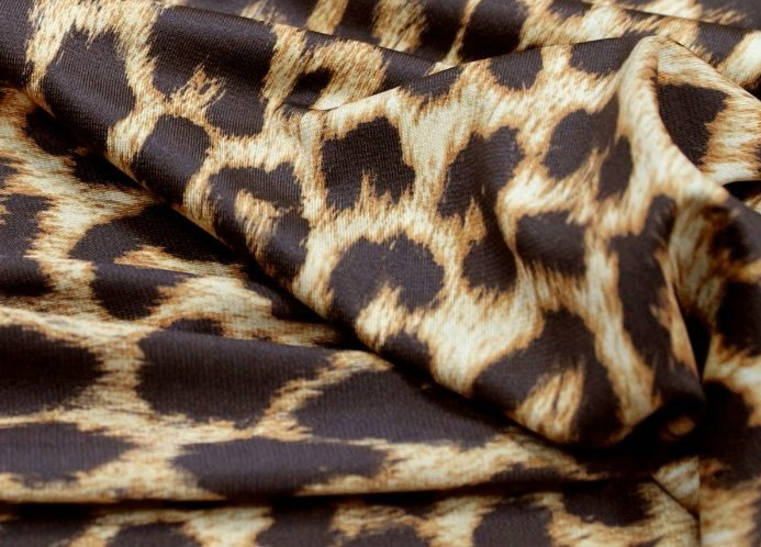 Crepe Peacock Forest Animal Print On