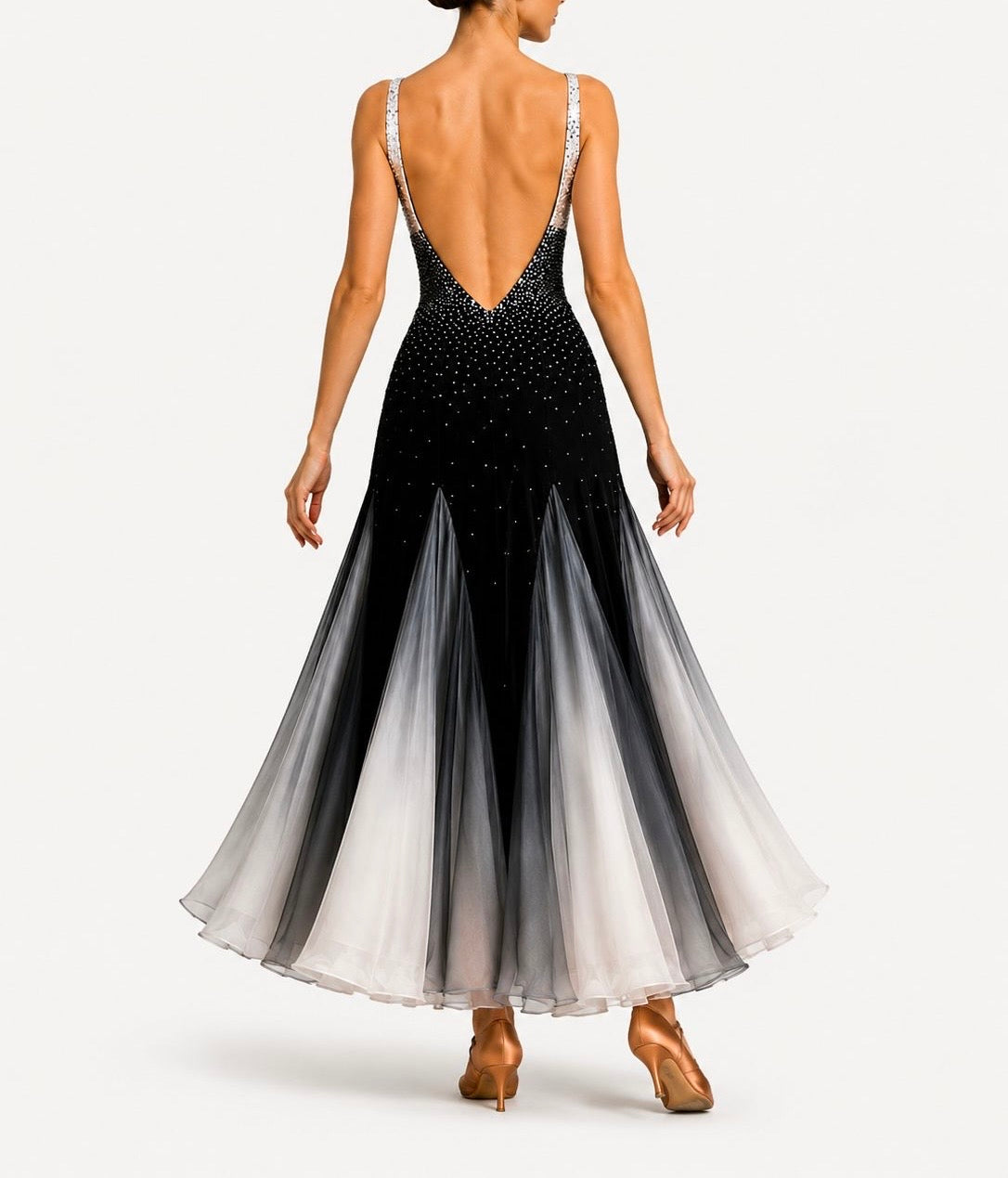 HD Ladies ballroom dress sponsored couples, White/Black