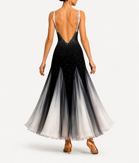 HD Ladies ballroom dress sponsored couples, White/Black