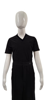 HD Chlapecký top do 'V', krátký rukáv, se sametovým lemem