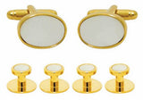 Luxury cufflinks and stud set in gold trim