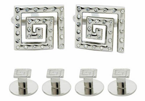 Luxury cufflinks and stud set in gold trim