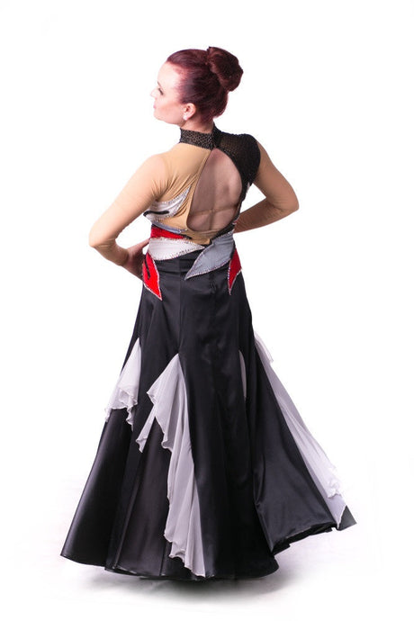 HD Ladies ballroom dress - Black-Red-White