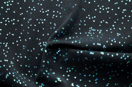 Crepe Star  Aqua - Black, 145 cm wide, 100 % PES