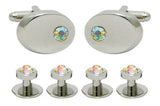 Luxury cufflinks and studs with rhinestones - set