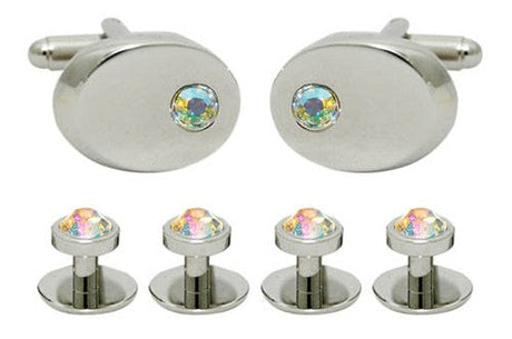 Luxury cufflinks and studs with rhinestones - set