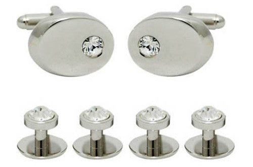 Luxury cufflinks and studs with rhinestones - set