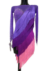 HD Ladies latin dress - Amethyst and Mix Colour