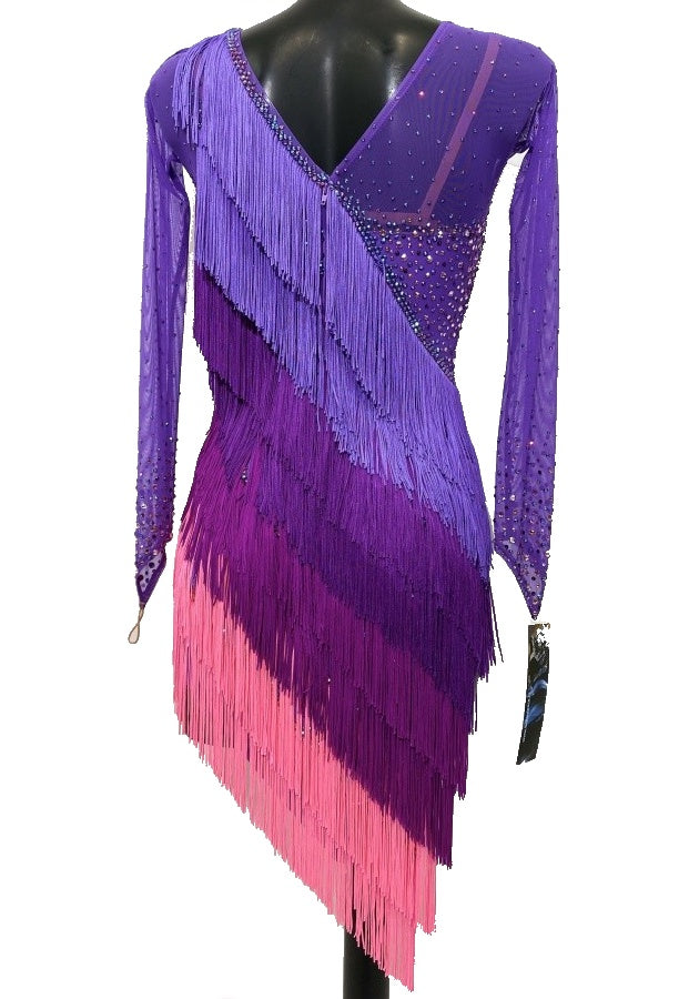 HD Ladies latin dress - Amethyst and Mix Colour