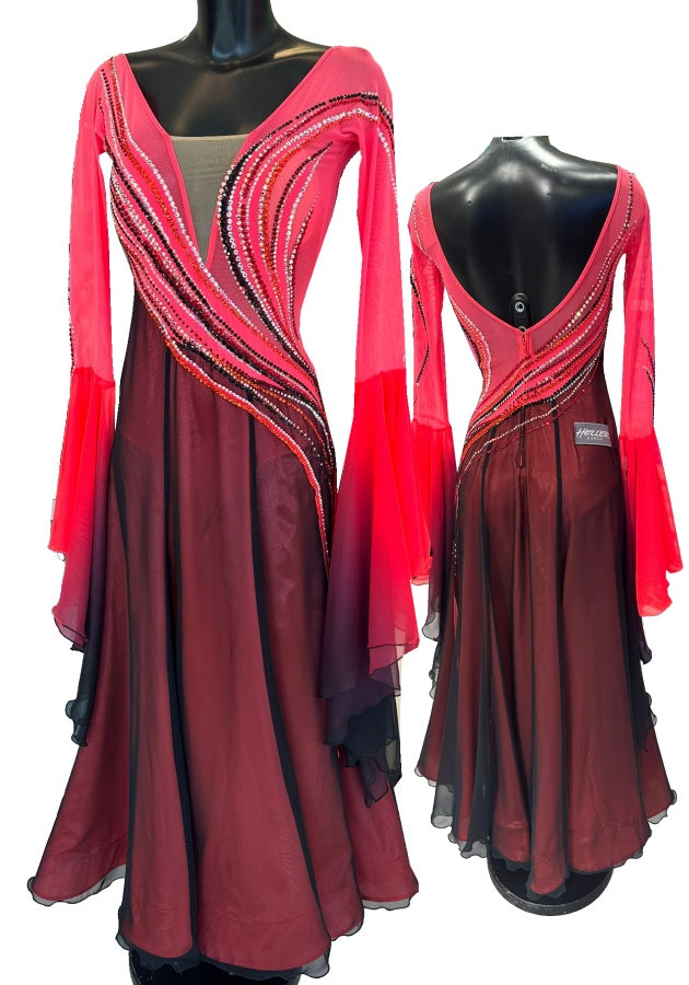 HD Ladies ballroom dress sponsored couples, Scarlet/Black