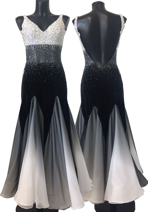 HD Ladies ballroom dress sponsored couples, White/Black