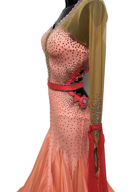 HD Ladies ballroom dress - Coral/Scarlet