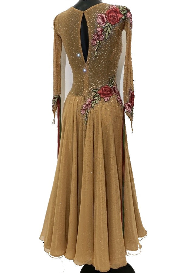 HD Ladies ballroom dress - Flesh/Gold