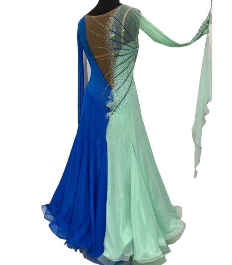 HD Ladies ballroom dress - Peppermint/Blue