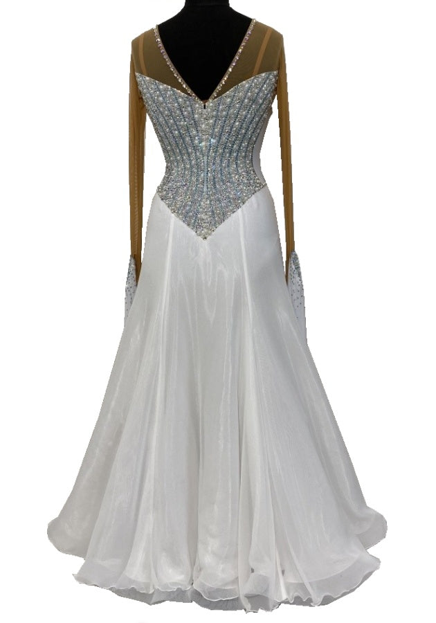 HD Ladies ballroom dress - White with Pearls