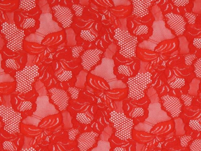 Floral Cascade Stretch Lace  Fluorescent Red, 150cm wide.90%PAD