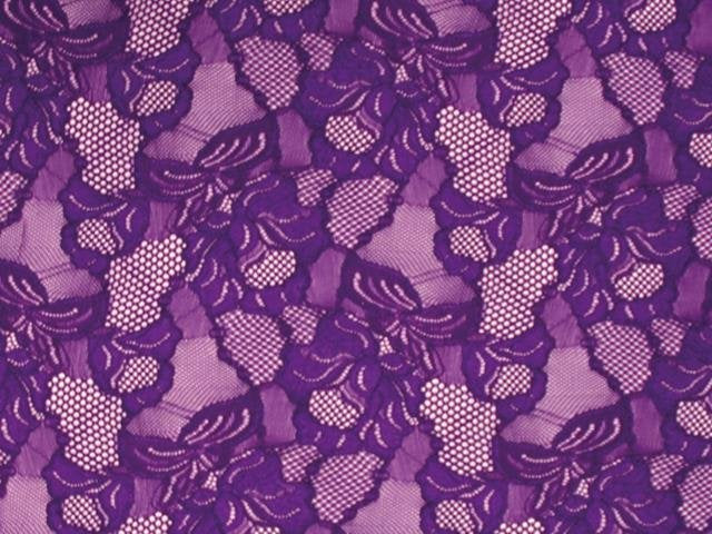 Floral Cascade Stretch Lace  Purple Rain, 150cm wide.90%PAD