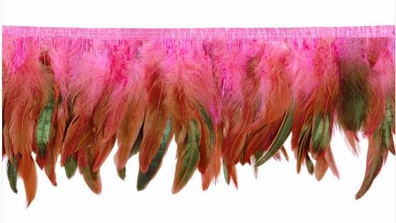 Shaded coque feather fringe Cerise- Black, 15-20cm wide