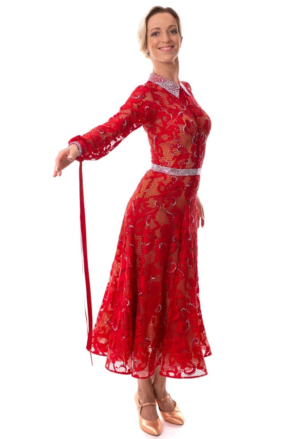 HD Ladies ballroom dress sponsored couples, Red Lace